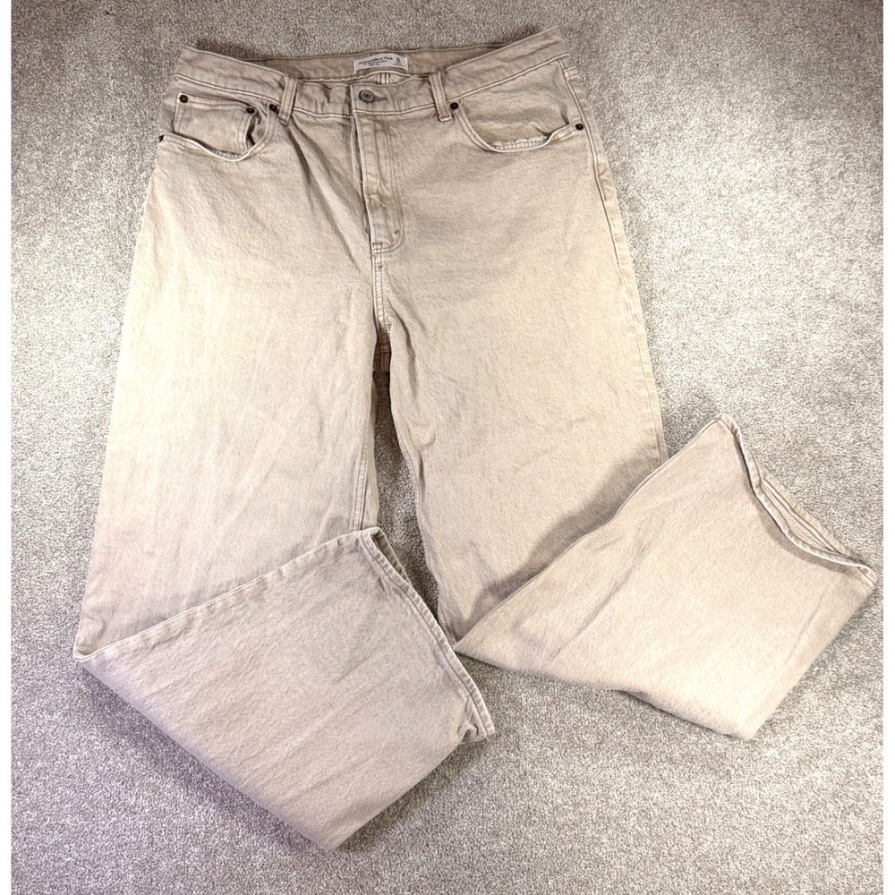 Abercrombie & Fitch The 90s Relaxed Jean High Rise Tan Khaki Mens 32x28 14s